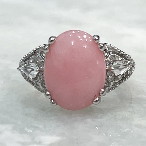 Peruvian Pink Opal Multigemstone Sterling Silver Statement Ring Sz 8 - Picture 1 of 11